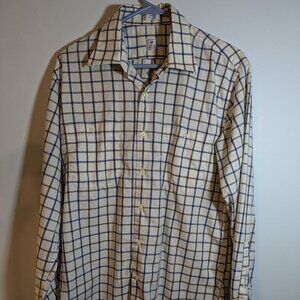 Peter Millar Men's Checkered Button-Down Shirt - Blue/Brown 100% Cotton Size M